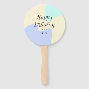 Yellow purple green happy birthday abstract pastel hand fan