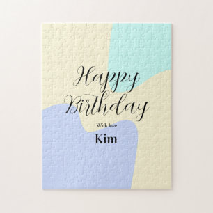 Yellow purple green happy birthday abstract pastel jigsaw puzzle