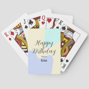 Yellow purple green happy birthday abstract pastel playing cards