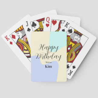 Yellow purple green happy birthday abstract pastel playing cards