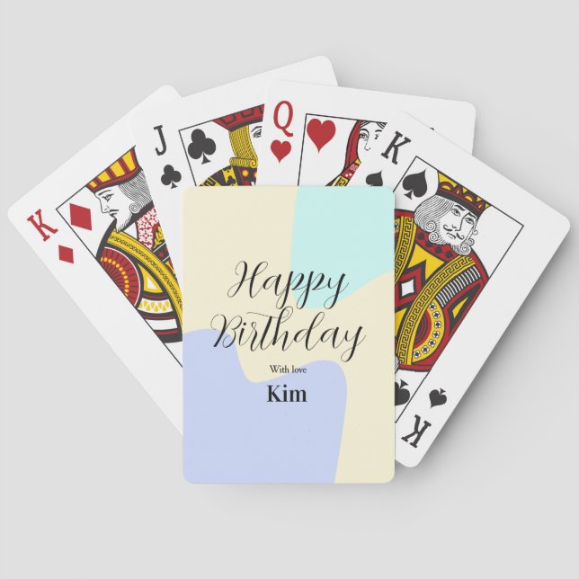 Yellow purple green happy birthday abstract pastel playing cards (Back)