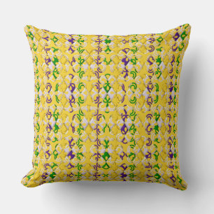 YELLOW PURPLE GREEN MARDI GRAS FLEUR DI LIS CUSHION