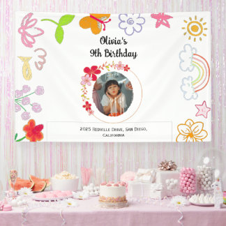 Yellow & Purple Kids Party Banner