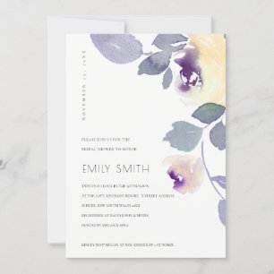 YELLOW PURPLE LILAC FLORAL BRIDAL SHOWER INVITE