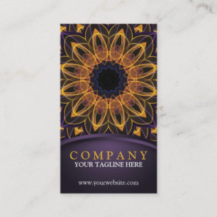Yellow Purple Lotus Mandala Business Card