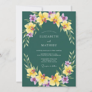 Yellow Purple Orchid Wedding Invitation