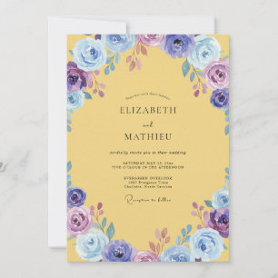 Yellow Purple Painted Wedding Invitation