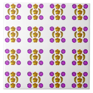 Yellow Purple Pattern Ceramic Tile