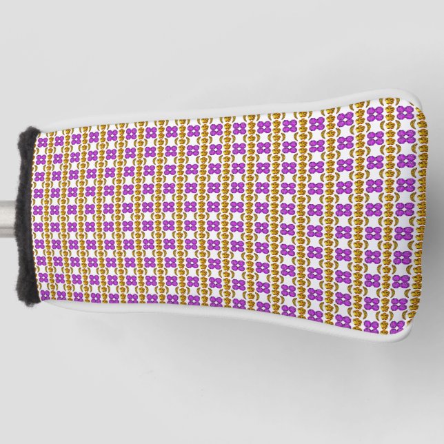Yellow Purple Pattern Golf Head Cover (Front)