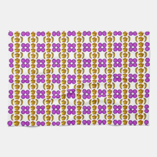 Yellow Purple Pattern Tea Towel