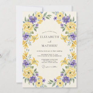 Yellow Purple Petal Wedding Invitation