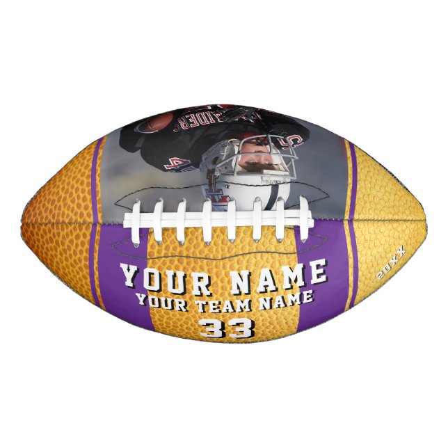 Yellow Purple Player Name Number Team Photo  Football (Front)