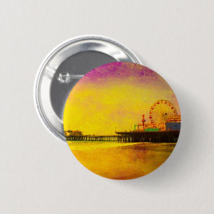 Yellow Purple Santa Monica Pier 6 Cm Round Badge