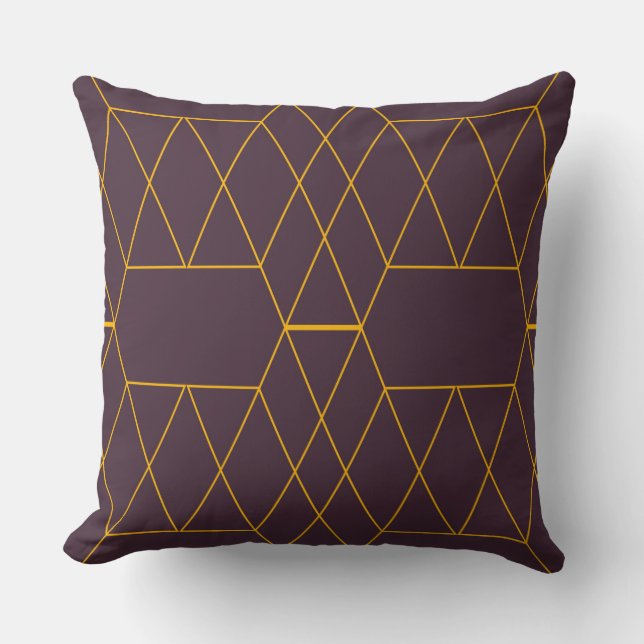 Yellow, purple, simple, modern geometric graphic cushion (Front)