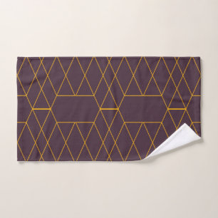 Yellow, purple, simple, modern geometric graphic hand towel