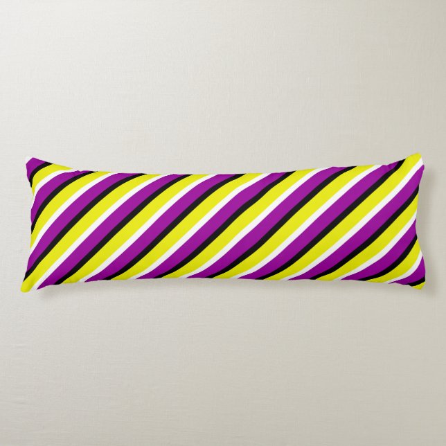 Yellow Purple Stripes Pattern Body Cushion (Front)