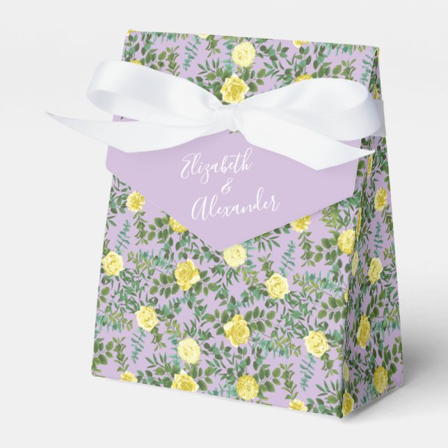 Yellow & Purple Vintage Elegant Spring Wedding Favour Box (Front Side)