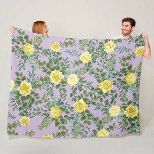 Yellow & Purple Vintage Elegant Spring Wedding Fleece Blanket