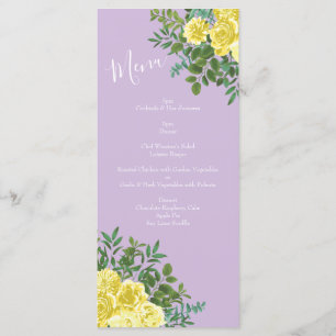 Yellow & Purple Vintage Elegant Spring Wedding Menu