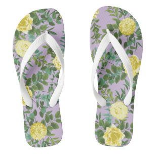 Yellow & Purple Vintage Elegant Spring Wedding Thongs