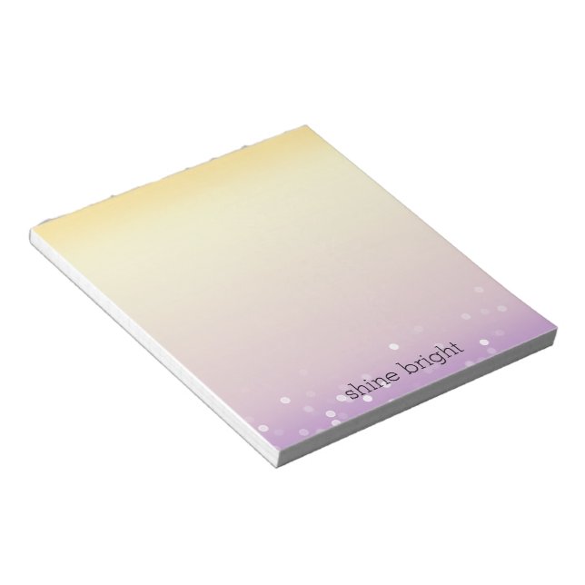 Yellow Purple White Bokeh Confetti Dots Notepad (Angled)