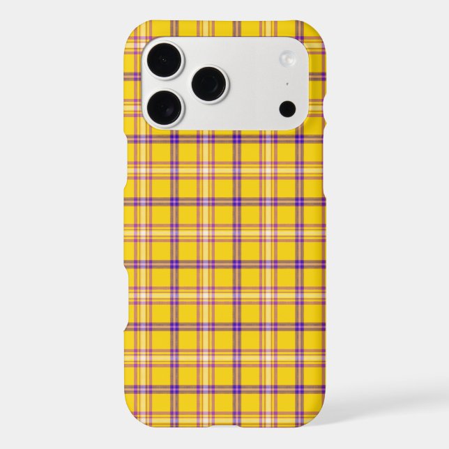 Yellow Purple White Plaid Classic iPhone Case (Back)