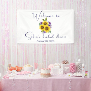 Yellow purple wildflower sunflower watercolor banner