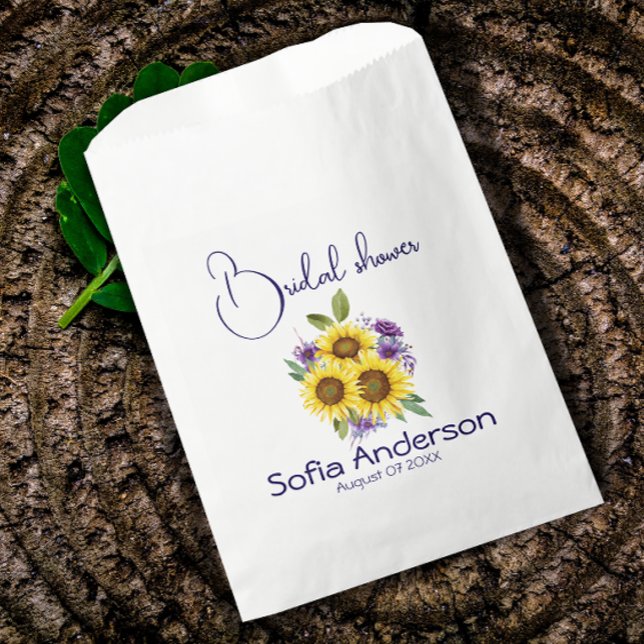 Yellow purple wildflower sunflower watercolor  favour bag (Creator Uploaded)