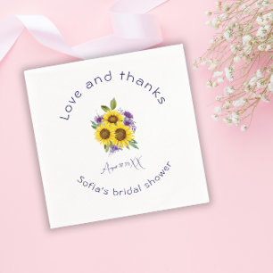 Yellow purple wildflower sunflower watercolor  napkin