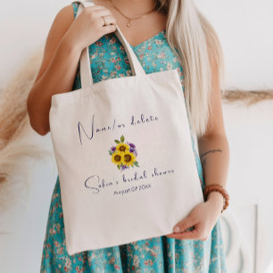 Yellow purple wildflower sunflower watercolor tote bag