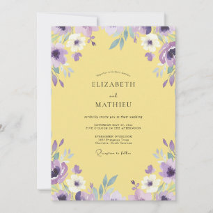 Yellow Purple Wildflower Wedding Invitation