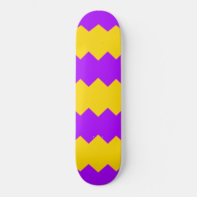 Yellow & Purple Zig Zag Stripe Skateboard (Front)