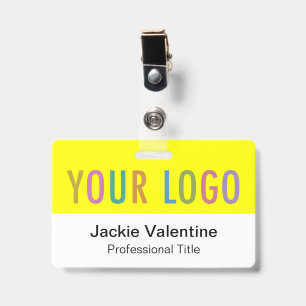 Yellow PVC Name Badge Horizontal Logo Work ID Tag