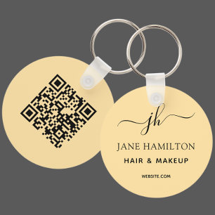 Yellow QR Code Promotional Business Key Ring