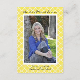 Yellow Quatrefoil - 3x5 Graduation Announcement