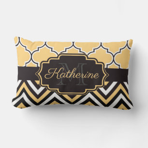Yellow Quatrefoil Lumbar Cushion