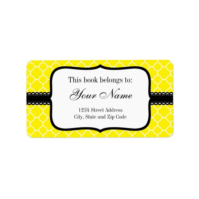 Yellow Quatrefoil Pattern Label (Front)