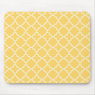 Yellow Quatrefoil Pattern Mouse Pad