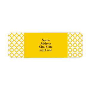 Yellow Quatrefoil Pattern Return Address Label