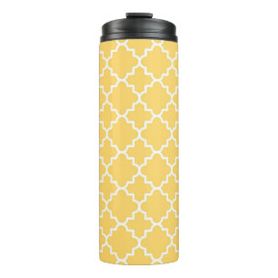 Yellow Quatrefoil Pattern Thermal Tumbler