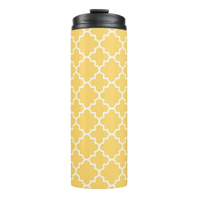 Yellow Quatrefoil Pattern Thermal Tumbler (Front)