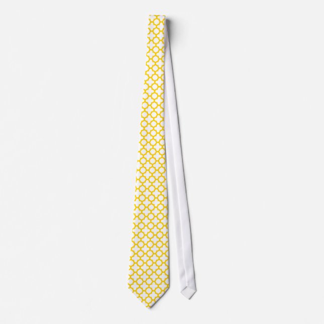 Yellow Quatrefoil Pattern Tie (Front)