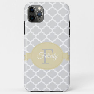 Yellow Quatrefoil Personalised iPhone 11 Pro Max Case