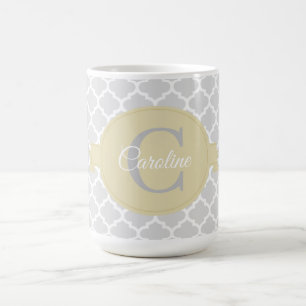 Yellow Quatrefoil Personalised Coffee Mug