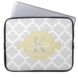 Yellow Quatrefoil Personalised Laptop Sleeve