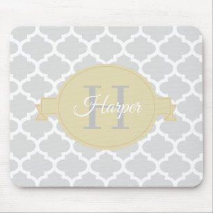 Yellow Quatrefoil Personalised Mouse Pad