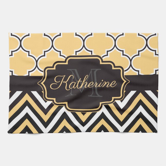 Yellow Quatrefoil Tea Towel (Horizontal)