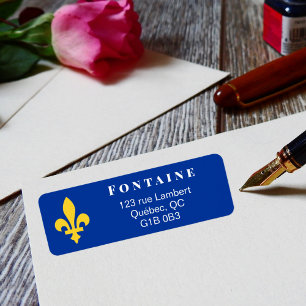Yellow Quebec Fleur de Lis Return Address Label