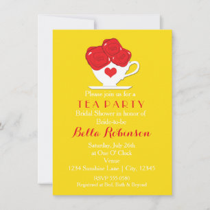 Yellow Queen of Hearts Tea + Red Roses Invitation