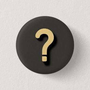 Yellow Question Mark in a Dark Circle Background 3 Cm Round Badge